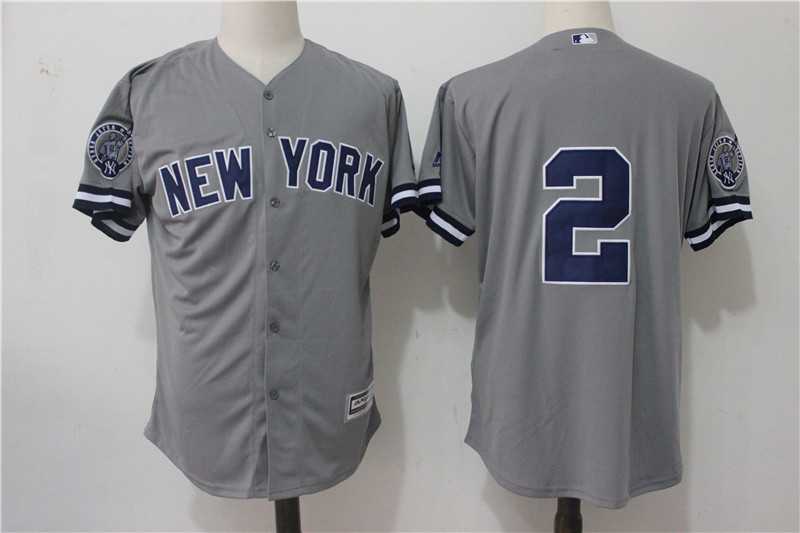 New York Yankees #2 Derek Jeter Gray With Retirement Patch New Cool Base Jersey,We sell and wholesale New York Yankees #2 Derek Jeter Gray With Retirement Patch New Cool Base Jersey on line form chian!
